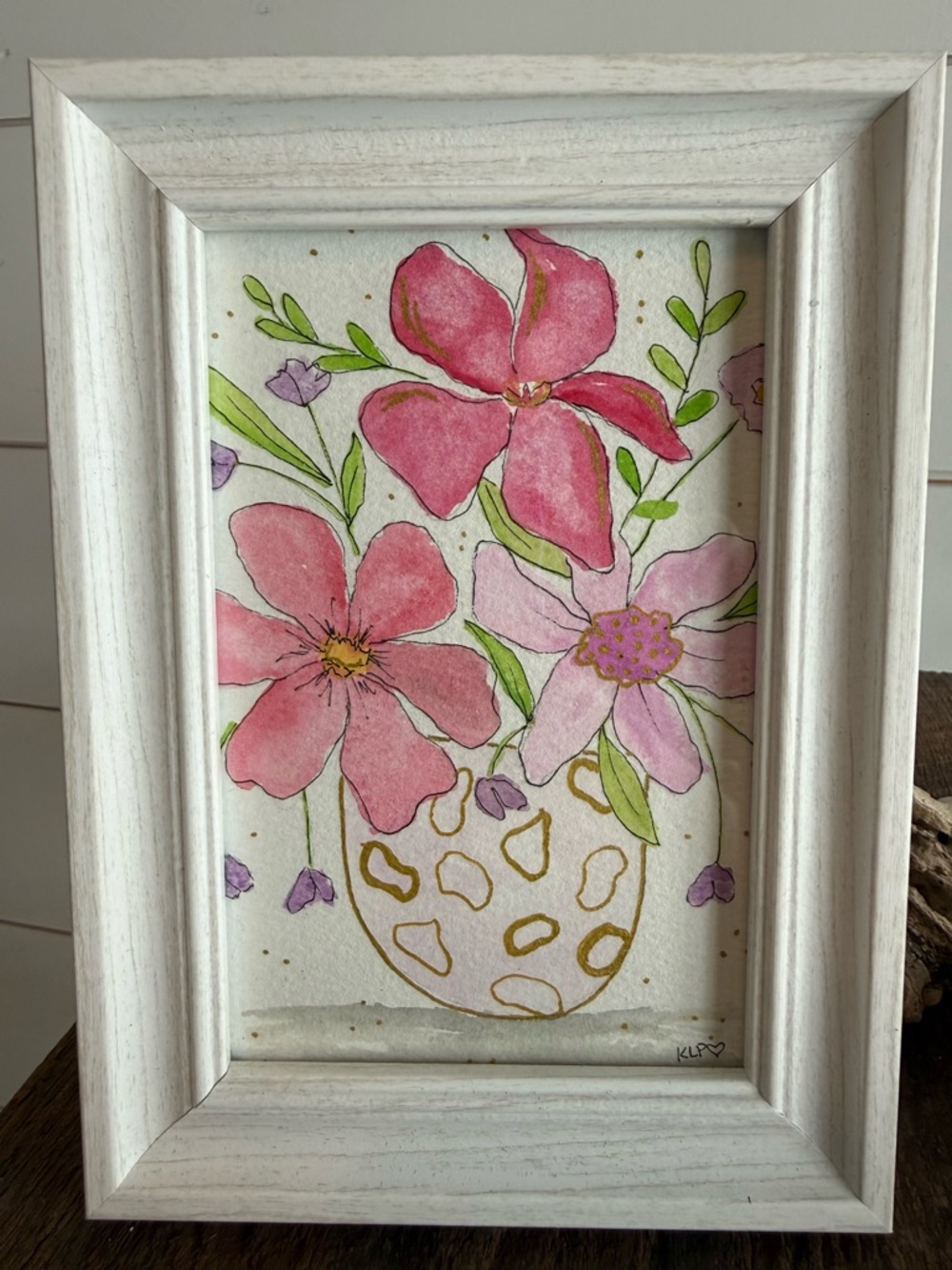 Hand crafted Watercolor in 4x6 white frame - Picture 3 of 5